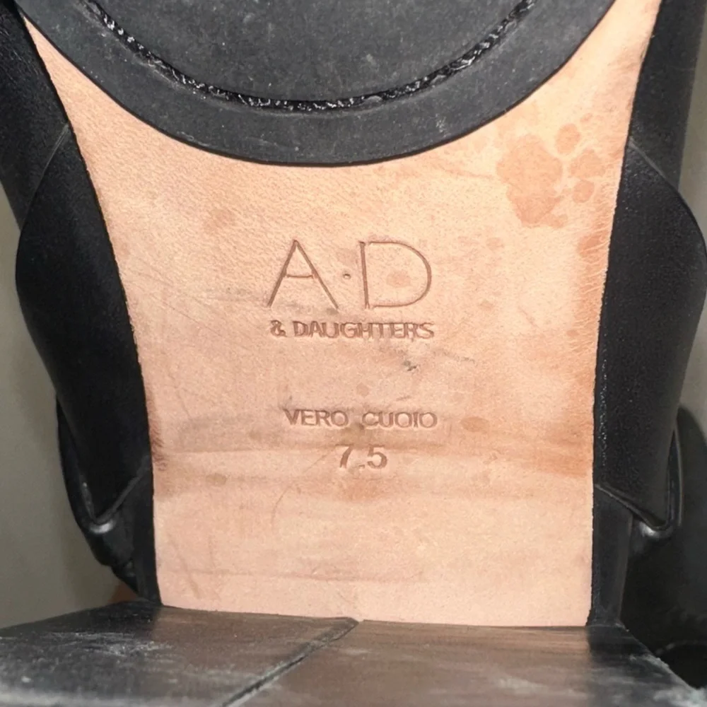 AD & DAUGHTERS Women's Size 7.5 Black Leather Declann Braided Chunky Heel Boot - Picture 13 of 15